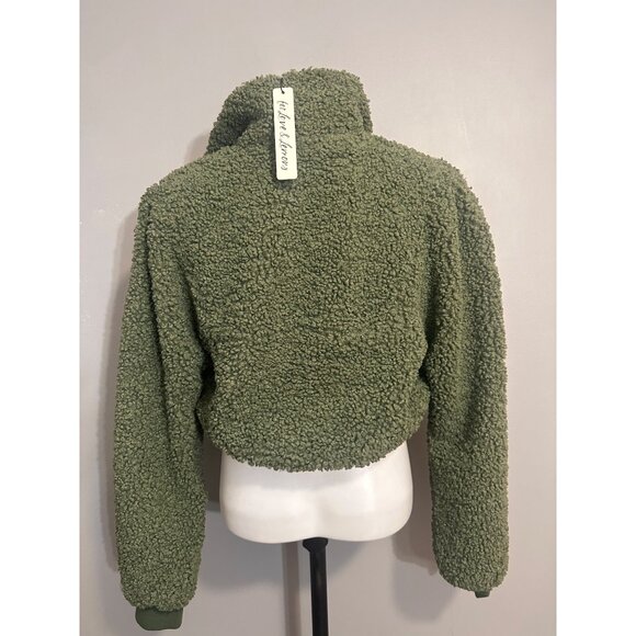 for love and lemons Sherpa Cropped Pullover Quarter Zip NWT XS - Picture 3 of 10